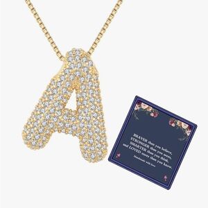 Gold Pave “A” Bubble Necklace